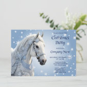 Sneeuwvlokken Paard Vakantie Kerstmis Uitnodiging (Staand voorkant)