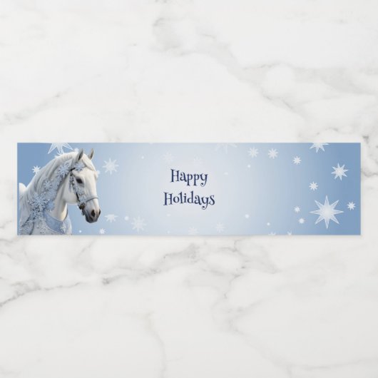 Sneeuwvlokken Paard Vakantie Kerstmis Waterfles Etiket (Enkel label)