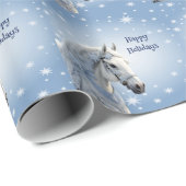 Sneeuwvlokken Paard Vakantie Kerstmis Wrapping Pap Cadeaupapier (Rol Hoek)
