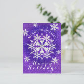 Sneeuwvlokken Paars Wit Briefkaart (Staand voorkant)