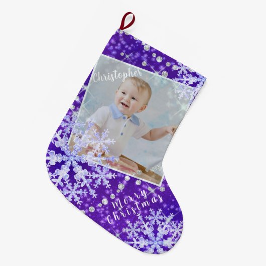 Sneeuwvlokken Paarse Grote Kerstsok (Voorkant (Hangend))