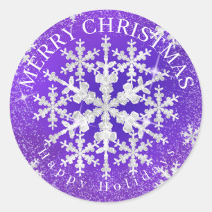 Sneeuwvlokken Paarse Wit Ronde Sticker
