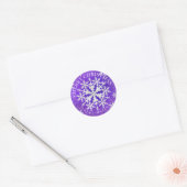Sneeuwvlokken Paarse Wit Ronde Sticker (Envelop)