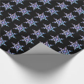 Sneeuwvlokken, pastel Iridescent kristal op zwart Cadeaupapier (Hoek)