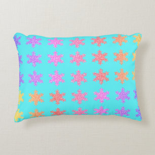 Sneeuwvlokken Patronen Glittery Gold Turquoise Blu Accent Kussen
