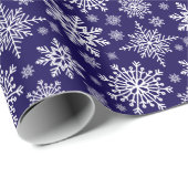 Sneeuwvlokken patroon blauw en wit cadeaupapier (Rol Hoek)