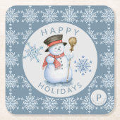  sneeuwvlokken patroon blauw kartonnen onderzetters (Voorkant)