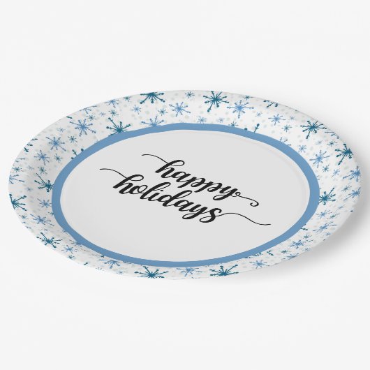 Sneeuwvlokken Patroon Feestdagen Party Papieren Bordje (Gekanteld)