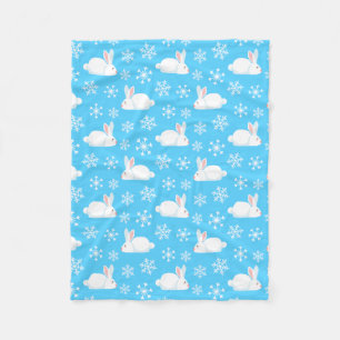 Sneeuwvlokken Patroon Knuffel Konijn Prettig Kerst Fleece Deken