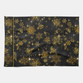  Sneeuwvlokken Patroon Zwart/Goud ID846 Theedoek (Horizontaal)