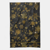  Sneeuwvlokken Patroon Zwart/Goud ID846 Theedoek (Verticaal)