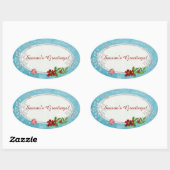 Sneeuwvlokken & pepermunt Vakantie GEPERSONALISEER Ovale Sticker (Vel)