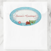 Sneeuwvlokken & pepermunt Vakantie GEPERSONALISEER Ovale Sticker (Tas)