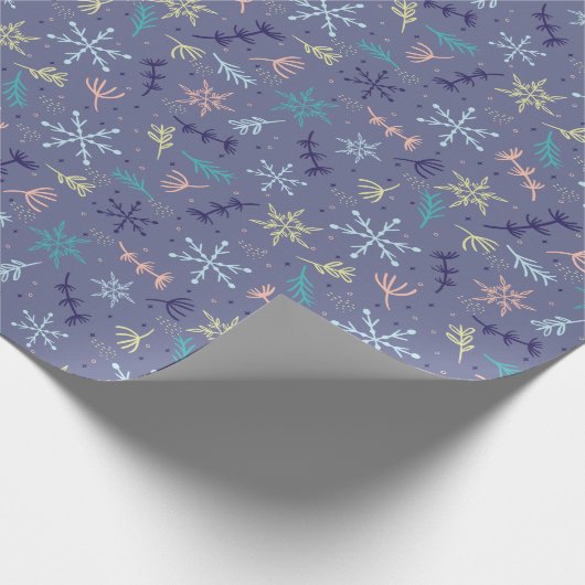 Sneeuwvlokken Pijnploegen blazen Cadeaupapier (Hoek)