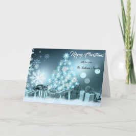 Sneeuwvlokken Pine Tree Light Blue Merry Christmas Kaart