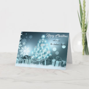 Sneeuwvlokken Pine Tree Light Blue Merry Christmas Kaart