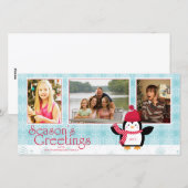 Sneeuwvlokken pinguïn seizoen groeten 3 foto kaart (Voorkant / Achterkant)