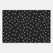 Sneeuwvlokken polka stippen en strepen zwart en wi inpakpapier vel (Voorkant 3)