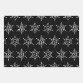 Sneeuwvlokken polka stippen en strepen zwart en wi inpakpapier vel