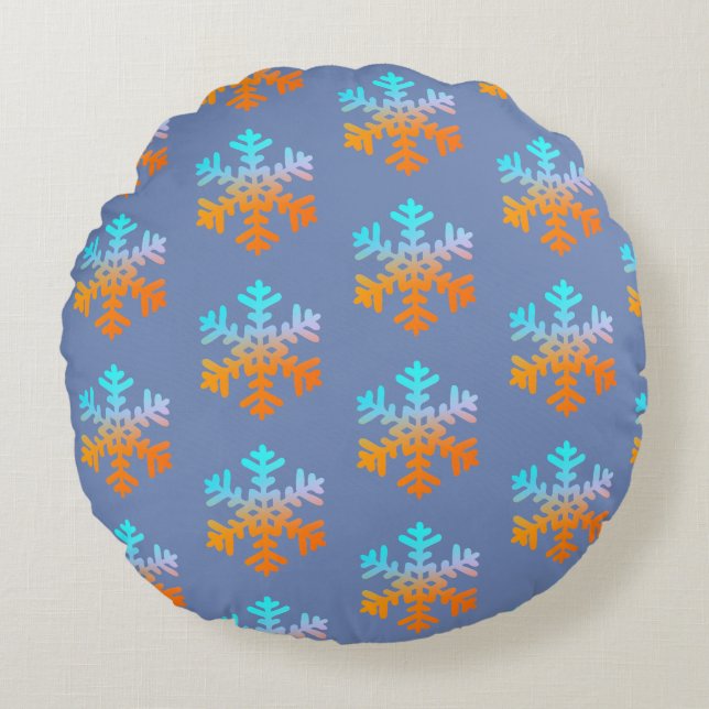 Sneeuwvlokken Polyester Rond werpkussen Kussen (Voorkant)