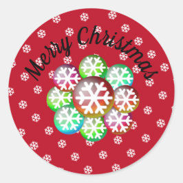 Sneeuwvlokken Prettig Kerstmis Klassieke Ronde Sti Sticker