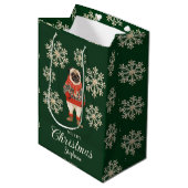Sneeuwvlokken Pug Dog Green Christmas Gift Bag Medium Cadeauzakje (Voorkant Gekanteld)