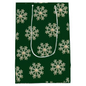 Sneeuwvlokken Pug Dog Green Christmas Gift Bag Medium Cadeauzakje (Achterkant)