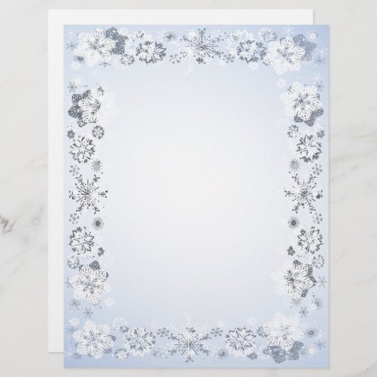 Sneeuwvlokken Rand niet-gestreken schrijfpapier (Voorkant / Achterkant)