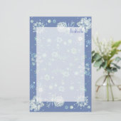 Sneeuwvlokken Rand niet-gestreken schrijfpapier Briefpapier (Staand voorkant)