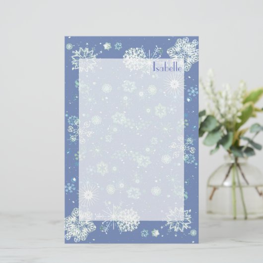 Sneeuwvlokken Rand niet-gestreken schrijfpapier Briefpapier (Staand voorkant)