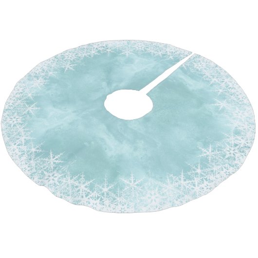 Sneeuwvlokken Rand op Waterverf Blauwgroen ID727 Kerstboom Rok (Gekanteld)