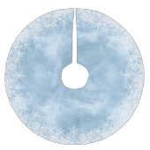 Sneeuwvlokken Rand op Waterverf Dusty Blue ID727 Kerstboom Rok (Voorkant)