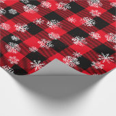 Sneeuwvlokken Red Buffalo Plaid Cadeaupapier (Hoek)