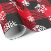 Sneeuwvlokken Red Buffalo Plaid Cadeaupapier (Rol Hoek)