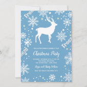 Sneeuwvlokken rendier blauw Kerstmis Kaart (Voorkant)