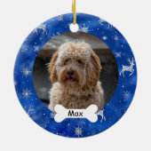 Sneeuwvlokken Rendier Custom Pet Puppy Dog Foto Keramisch Ornament (Achterkant)