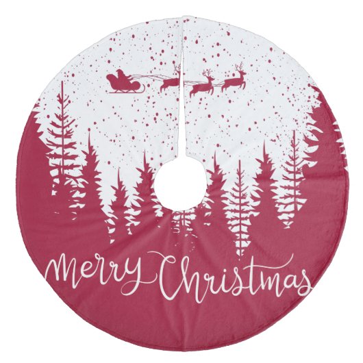 Sneeuwvlokken Rendier Prettig Kerstfeest Fleece Kerstboom Rok (Voorkant)
