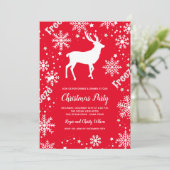 Sneeuwvlokken rendier rode kerst kaart (Staand voorkant)