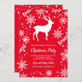 Sneeuwvlokken rendier rode kerst kaart (Voorkant / Achterkant)