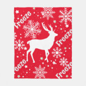 Sneeuwvlokken rendierrood fleece deken (Voorkant)