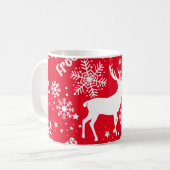 Sneeuwvlokken rendierrood koffiemok (Voorkant links)