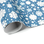 Sneeuwvlokken repeating patroon wit blauw cadeaupapier (Rol Hoek)