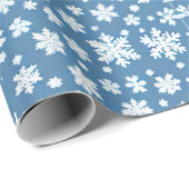 Sneeuwvlokken repeating patroon wit blauw cadeaupapier (Rol Hoek)