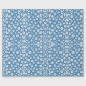 Sneeuwvlokken repeating patroon wit blauw cadeaupapier (Vlak)