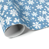 Sneeuwvlokken repeating patroon wit blauw cadeaupapier (Rol Hoek)