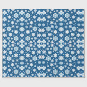 Sneeuwvlokken repeating patroon wit blauw cadeaupapier (Vlak)