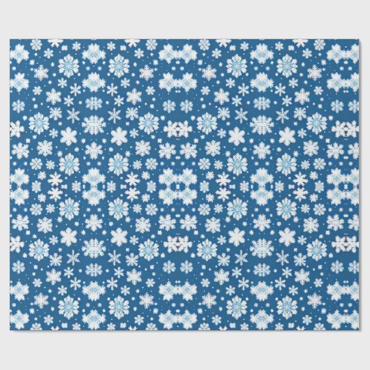 Sneeuwvlokken repeating patroon wit blauw cadeaupapier (Vlak)