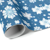 Sneeuwvlokken repeating patroon wit blauw cadeaupapier (Rol Hoek)