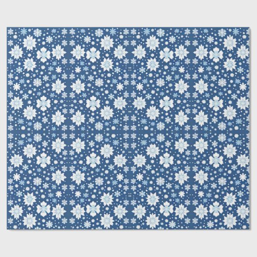 Sneeuwvlokken repeating patroon wit blauw cadeaupapier (Vlak)