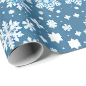 Sneeuwvlokken repeating patroon wit blauw cadeaupapier (Rol Hoek)